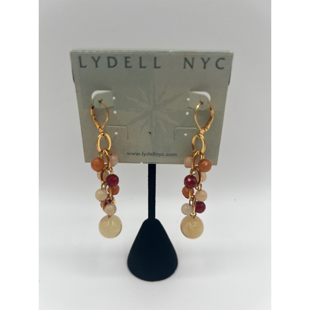 Lydell NYC Multi Color Beaded Cluster Drop Earrings Gold Tone Leverback Dangle